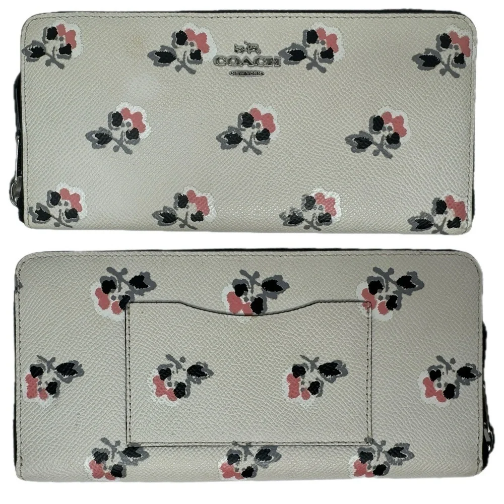 COACH MARKET TOTE IN BLACK PEBBLE LEATHER F36358 BRAMBLE CHALK FLORAL BAG